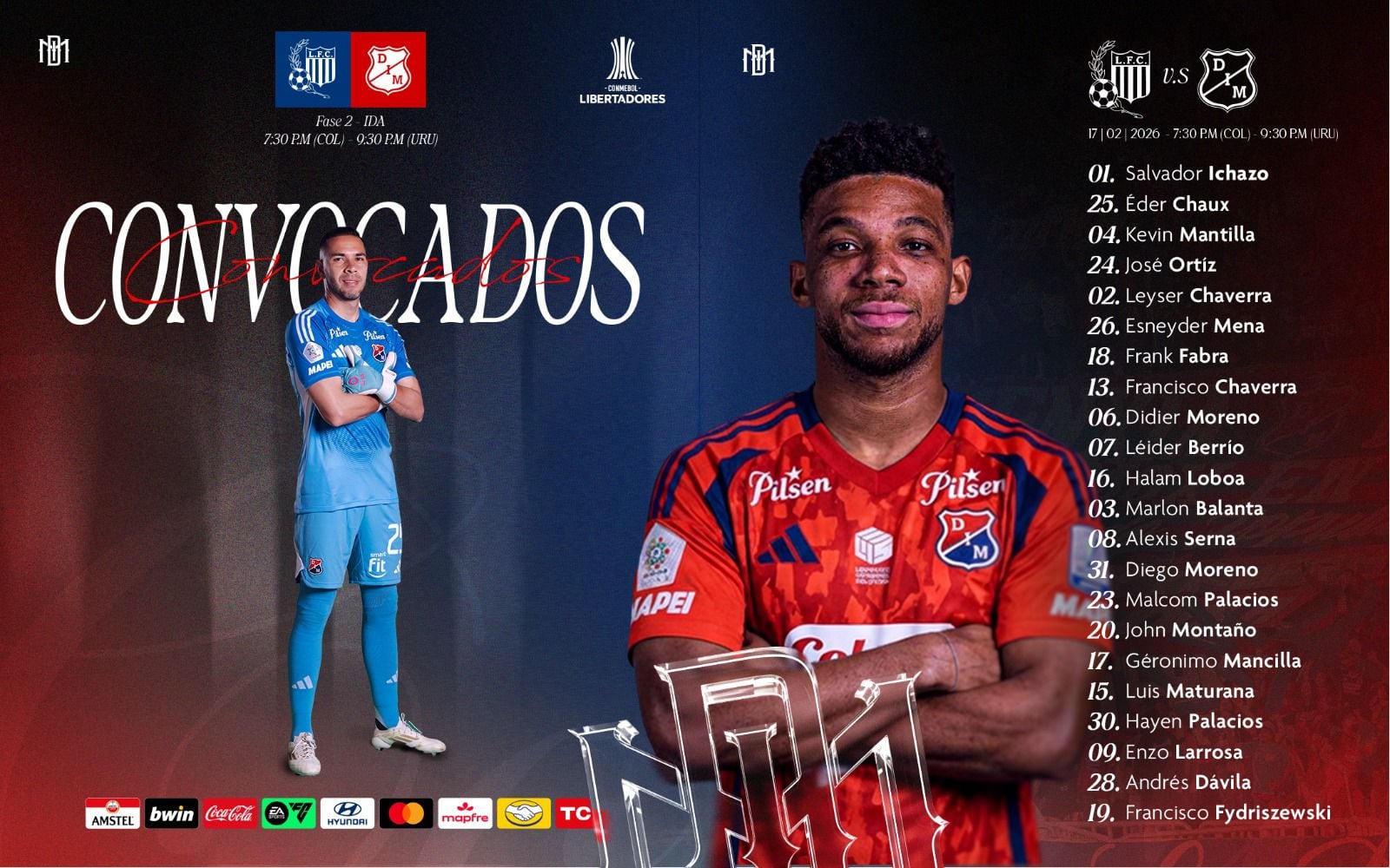 Con la novedad de Frank Fabra, el cuadro paisa quiere dar el golpe en Montevideo - crédito Jefatura de Prensa de Independiente Medellín