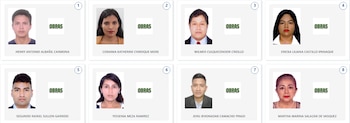 Cuatro paneles muestran fotografías de cuatro hombres con nombres debajo y símbolo. Candidatos a diputados por Piura