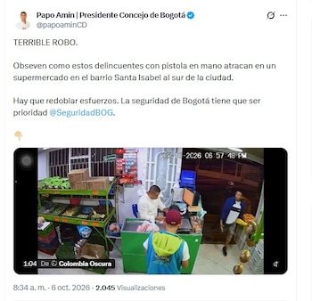 El presidente del Concejo de Bogotá, Papo Amin, pidió redoblar esfuerzos y priorizar la seguridad en la capital - crédito @papoaminCD/X