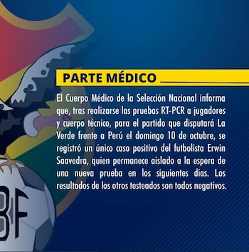 Erwin Saavedra se perderá partido contra Perú.
