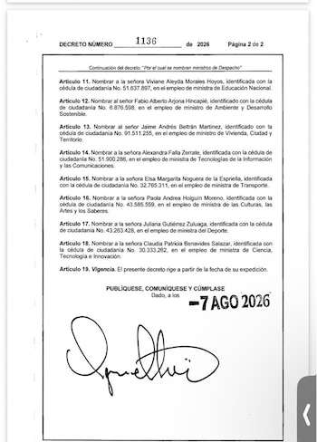 Los ministros se posesionaron en un acto privado - crédito Presidencia