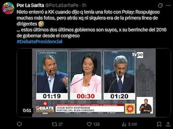 Debate 2026: usuarios convierten cruces entre candidatos en memes durante la tercera jornada en redes. Captura: X.
