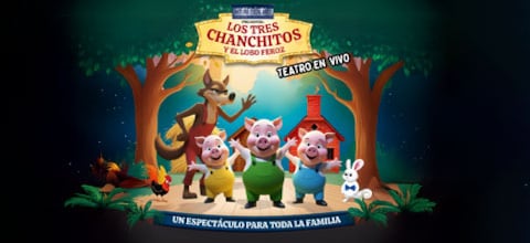 La obra de teatro infantil Los tres chanchitos y el lobo feroz se presenta en el Teatro Padua del distrito de Jesús María, en Lima.