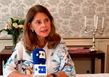 La vicepresidenta y canciller colombiana, Marta Lucía Ramírez, estuvo en Bruselas (Bélgica) para reunirse con políticos de la Unión Europea. Foto: EFE/ Leo Rodríguez