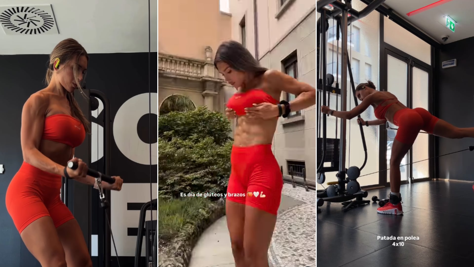 La rutina de Agus Gandolfo incluyó hip thrust con aumento progresivo de peso y series de 12, 10, 8 y 6 repeticiones (Instagram)