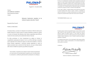 Carta enviada por Paloma Valencia Laserna a la fiscal general Luz Adriana Camargo en la que solicita reactivar de inmediato la orden de captura contra alias Calarcá - crédito Paloma Valencia/X