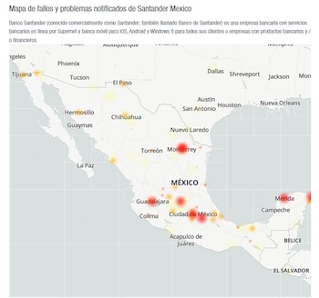Foto: Captura de pantalla Downdetector
