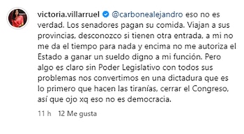 Villarruel defendió a los senadores
