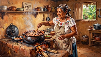 Cuánto debe destinar una familia nicaragüense de cuatro personas para servir gallo pinto con huevo, queso, crema y tortillas