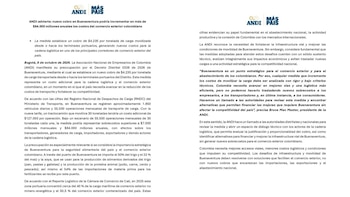 La Andi pidió revisar el cobro y evaluar alternativas para financiar las mejoras viales sin afectar la competitividad del comercio exterior -crédito @ANDI_Colombia/X
