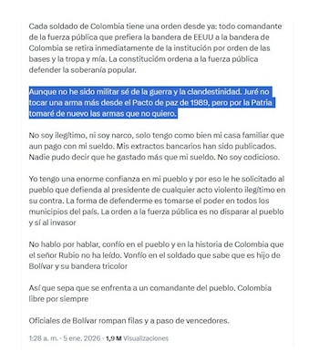 Con este extenso mensaje en