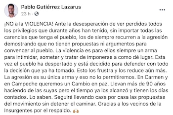 Gutiérrez Lazarus denunció la violencia