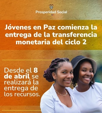 El Departamento de Prosperidad Social inicia la entrega del segundo ciclo de transferencias para jóvenes en paz - crédito @prosperidadcol/IG