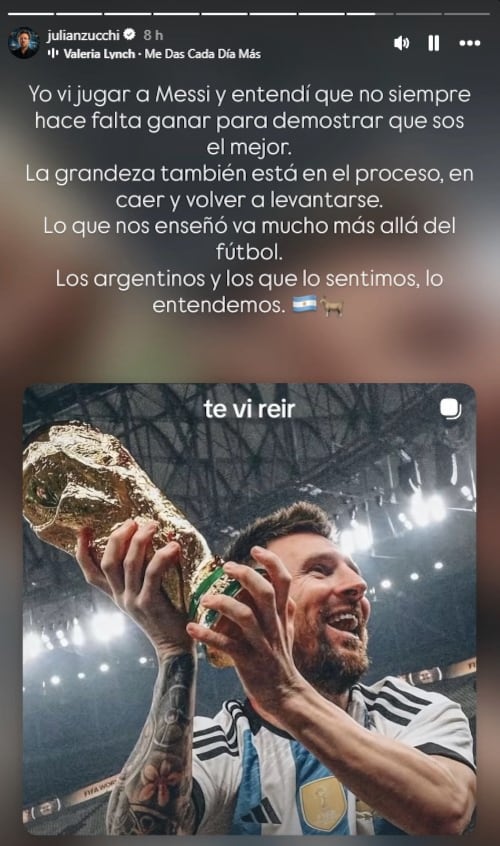Julián Zucchi saca cara por Argentina tras perder la final y lanza fuerte mensaje: “Después hablamos”. Captura: IG Julián Zucchi.
