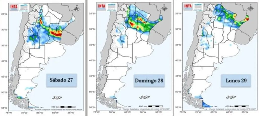 El pronóstico del INTA anticipa lluvias dispersas y posibles tormentas para el inicio del año