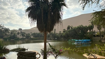 El oasis de Huacachina, rodeado de dunas, atrae a viajeros que buscan practicar sandboard y paseos en tubulares en el desierto de Ica.