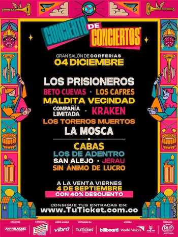 Concierto de Conciertos tendrá nuevos nombres el próximo 4 de diciembre, en evento a realizarse en Corferias - crédito @conciertodeconciertos/Instagram