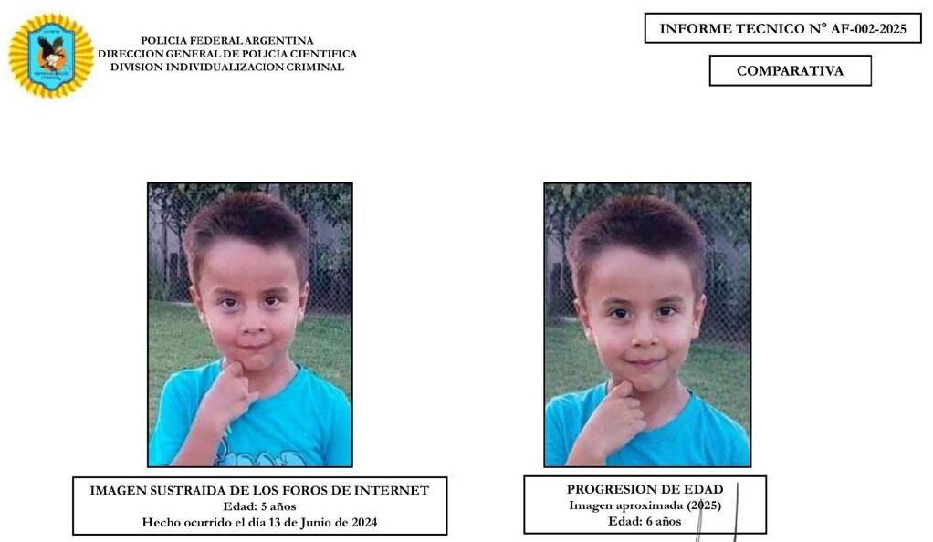 El trabajo de progresión de edad realizado por los peritos de la PFA