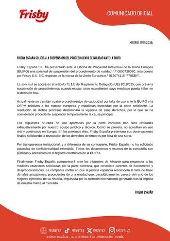 Frisby España dice que las