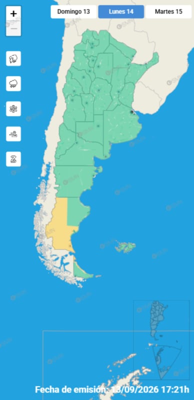 Cuyo, San Luis y el oeste de La Pampa registrarán desvíos positivos de entre 1 y 2 grados, en contraste con el noreste frío y deficitario