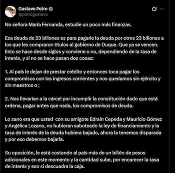 El presidente Gustavo Petro respondió