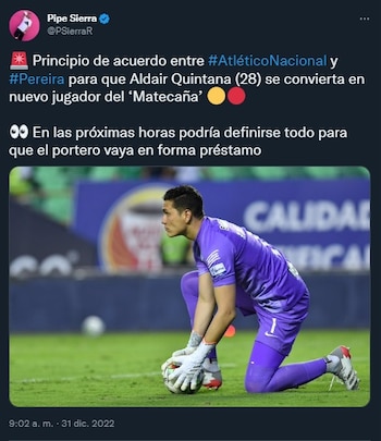 Trino confirmando detalles de la cesión de Quintana al Pereira