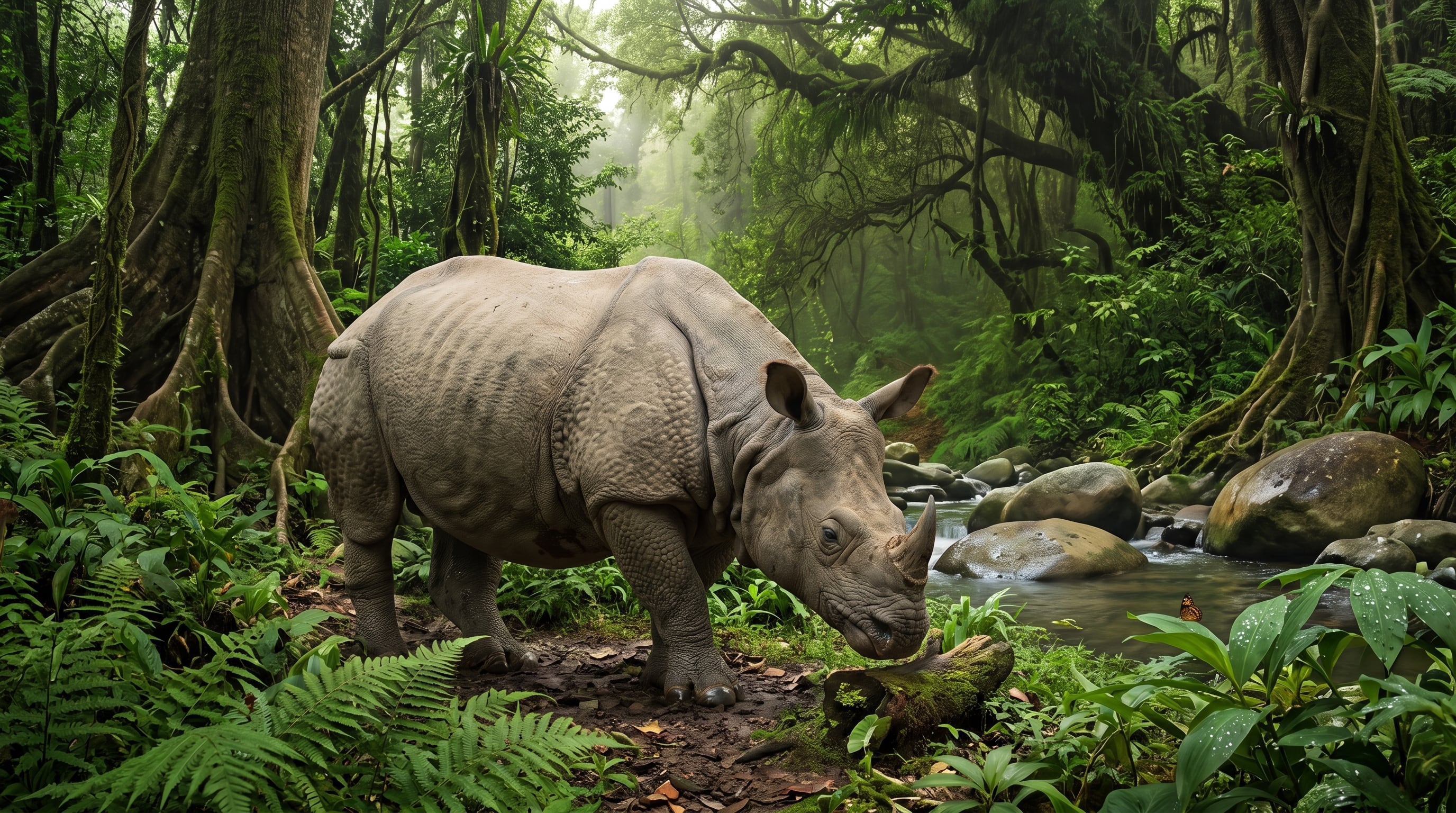 Las cámaras trampa confirmaron el nacimiento de cinco crías de rinoceronte de Java en los últimos años (Imagen Ilustrativa Infobae)