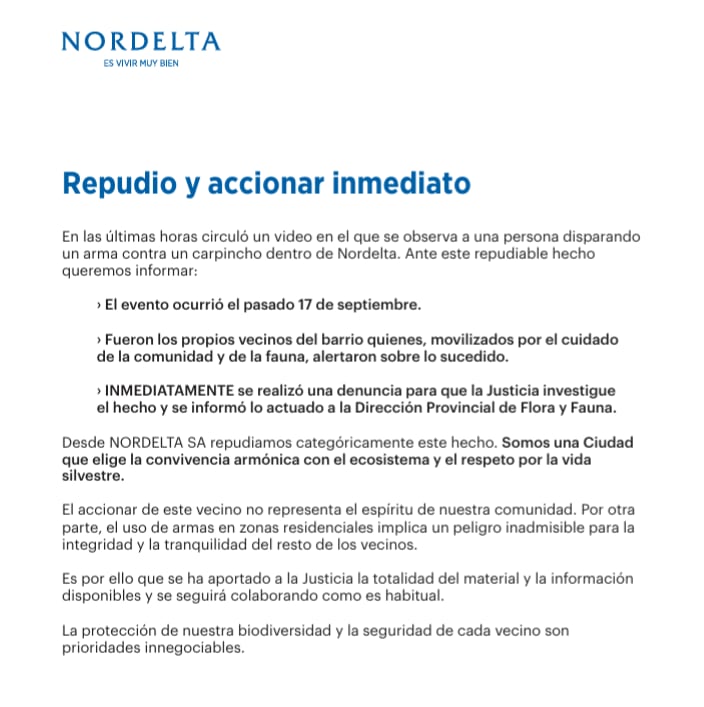 El Comunicado de Nordelta