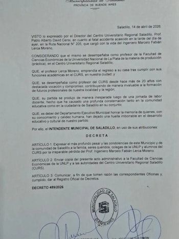 Marcelo Lerca Moreno llevaba más de 25 años dedicado a la docencia en la Universidad Nacional de La Plata y el Centro Universitario Regional Saladillo