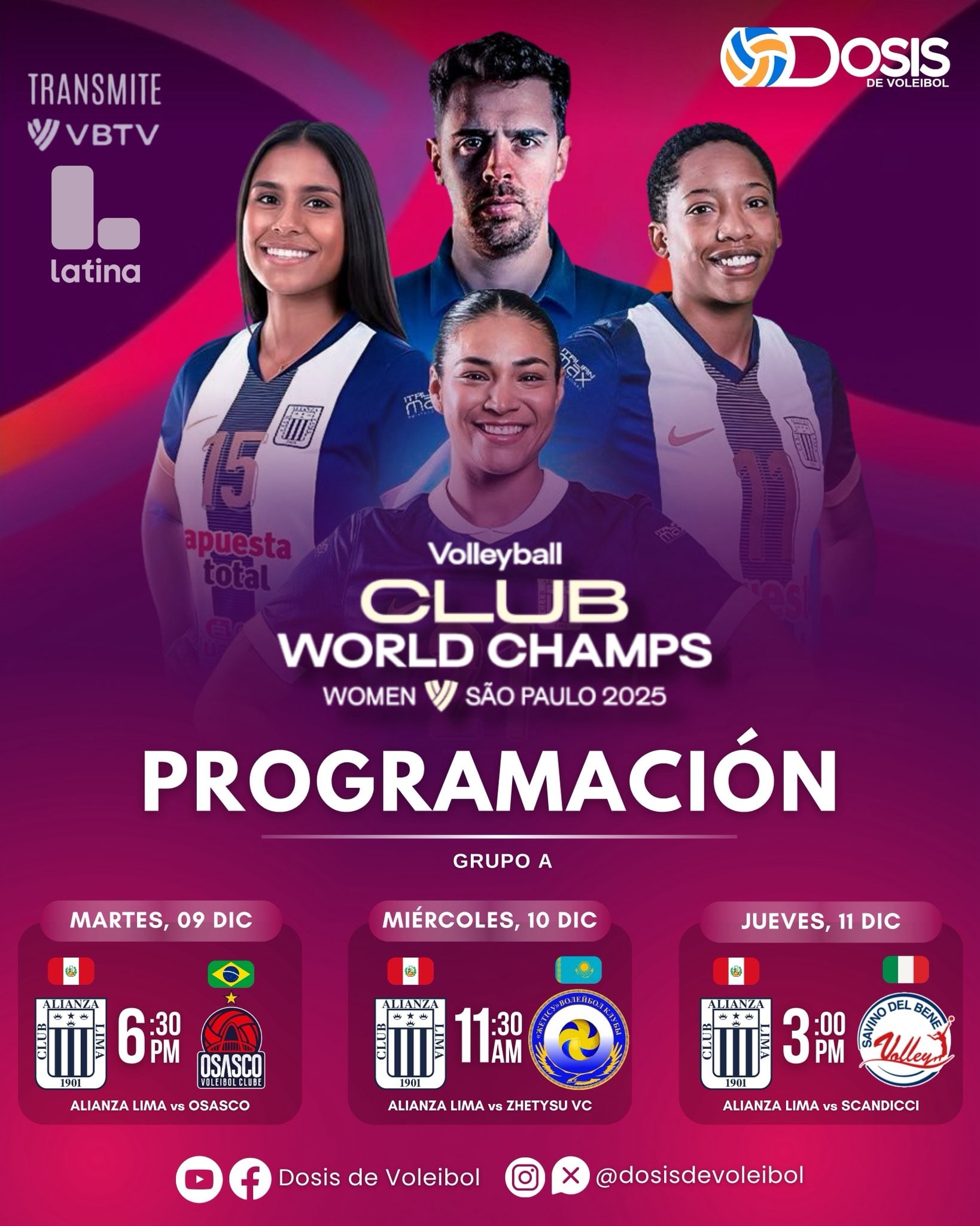 Fixture de Alianza Lima en el Mundial de Clubes de vóley 2025. (Dosis de voleibol)