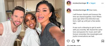 Nicole Scherzinger y su mensaje a Liam Payne. En la foto aparecen ambos personajes junto a Kelly Rowland (Instagram/NicoleScherzinger)
