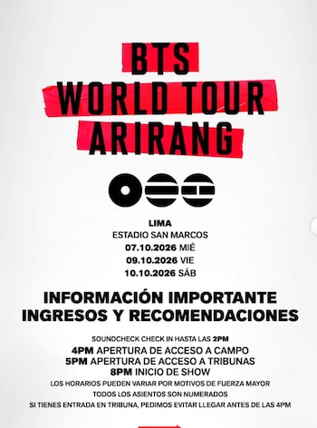 Apertura de acceso para las zonas del concierto de BTS en San Marcos
