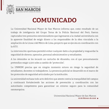 Comunicado de la UNMSM