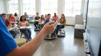 Un profesor utiliza un puntero