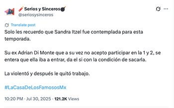 Captura de redes sociales. (X)