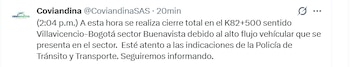 La cantidad de viajeros que intenta ingresar a la capital obligó a realizar un cambio en el reversible - crédito Coviandina / X