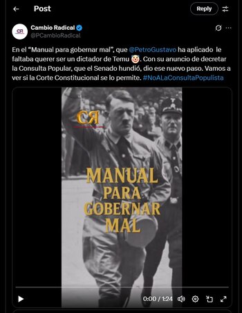 Cambio Radical cuestionó al presidente