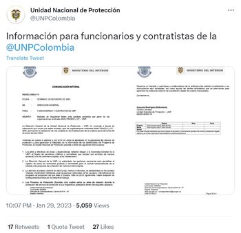 Medidas tomadas por la UNP