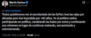 Martín Santos defiende la política