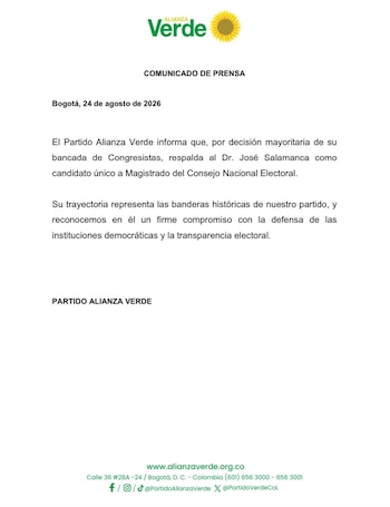 José Salamanca - crédito @PartidoVerdeCoL/X
