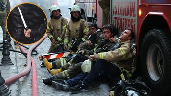 Unos bomberos huyen y si