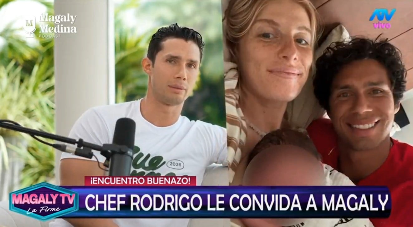 Chef Rodrigo Fernandini sorprende al reconocer a su esposa como clave de su éxito. Captura: Magaly TV La Firme.