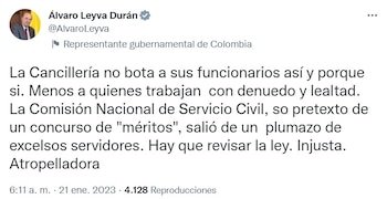 Trino del canciller Álvaro Leyva