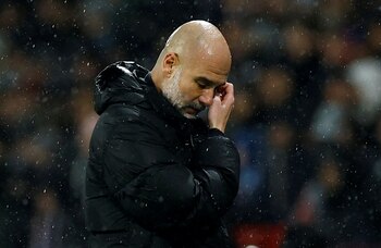 Manchester City, dirigido por Pep Guardiola, está parcialmente eliminado de la UCL - crédito Stephanie Lecocq/REUTERS
