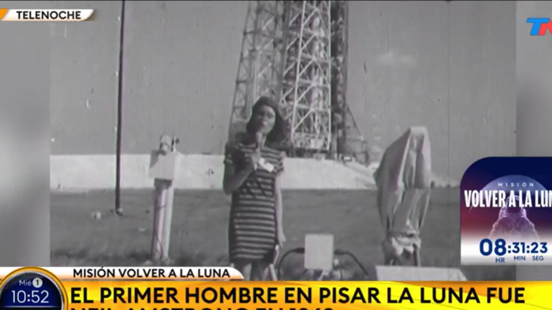 La reconocida periodista durante la cobertura que realizó en 1969 (Captura de video)