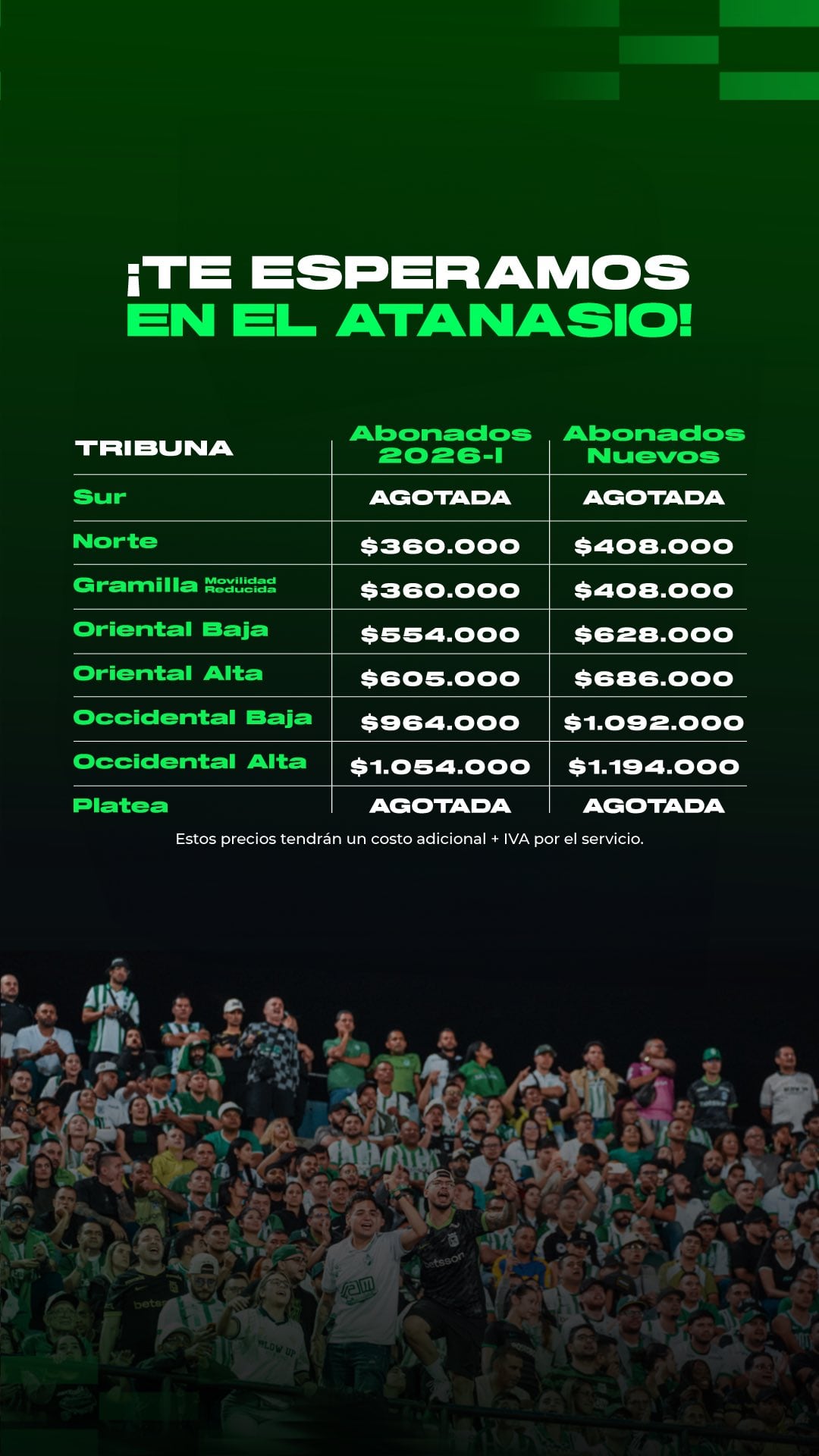 Los precios del abono con Atlético Nacional para el segundo semestre de 2026 - crédito @nacionaloficial/X
