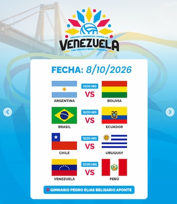 Así se jugará la fecha 2 del Sudamericano Sub 19 de Vóley 2026