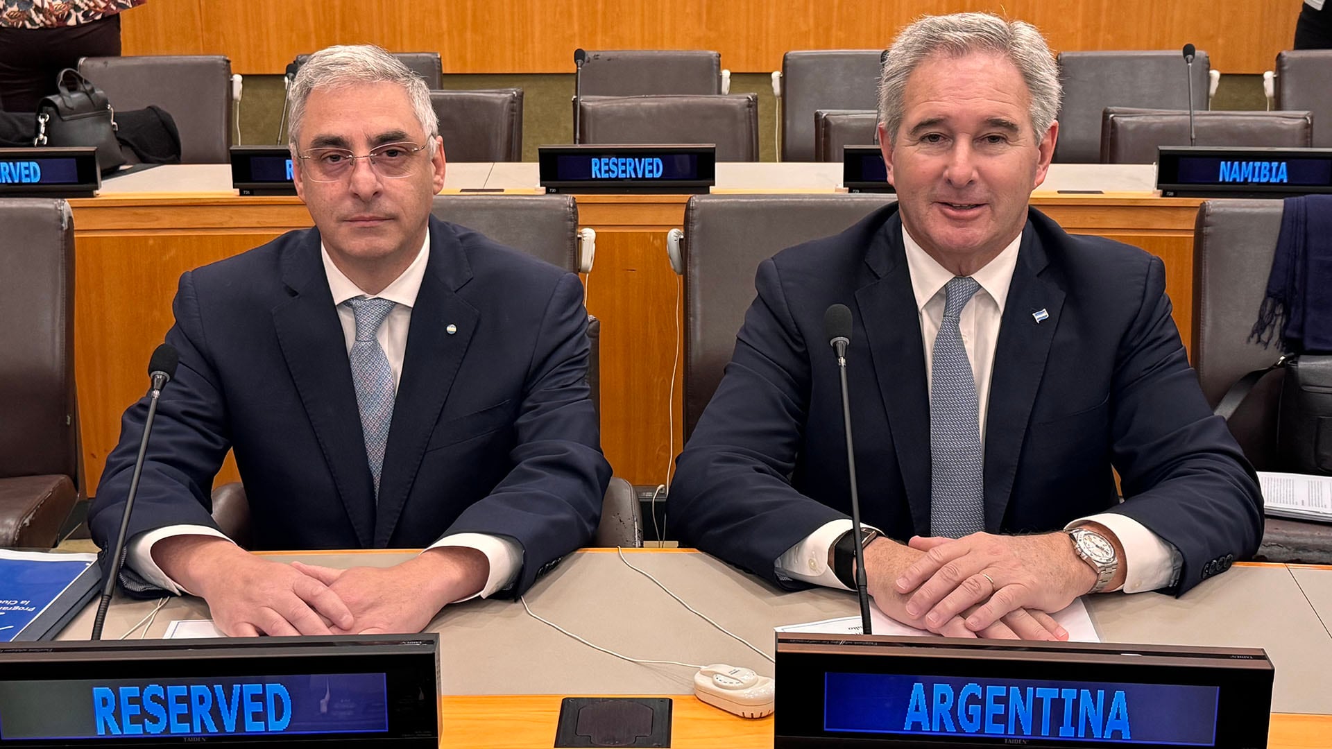 Pablo Quirno y el embajador argentino ante la ONU,Francisco Tropepi, (New York, Estados Unidos)