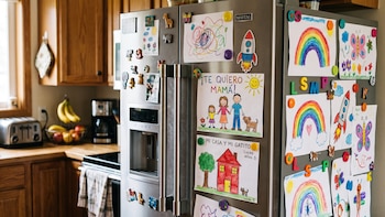La psicología revela cómo impacta en tus hijos el colgar sus tareas y dibujos en el refrigerador