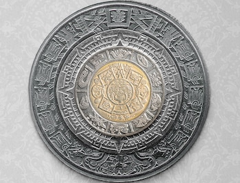 Moneda con Calendario Azteca. (Foto: captura de pantalla)